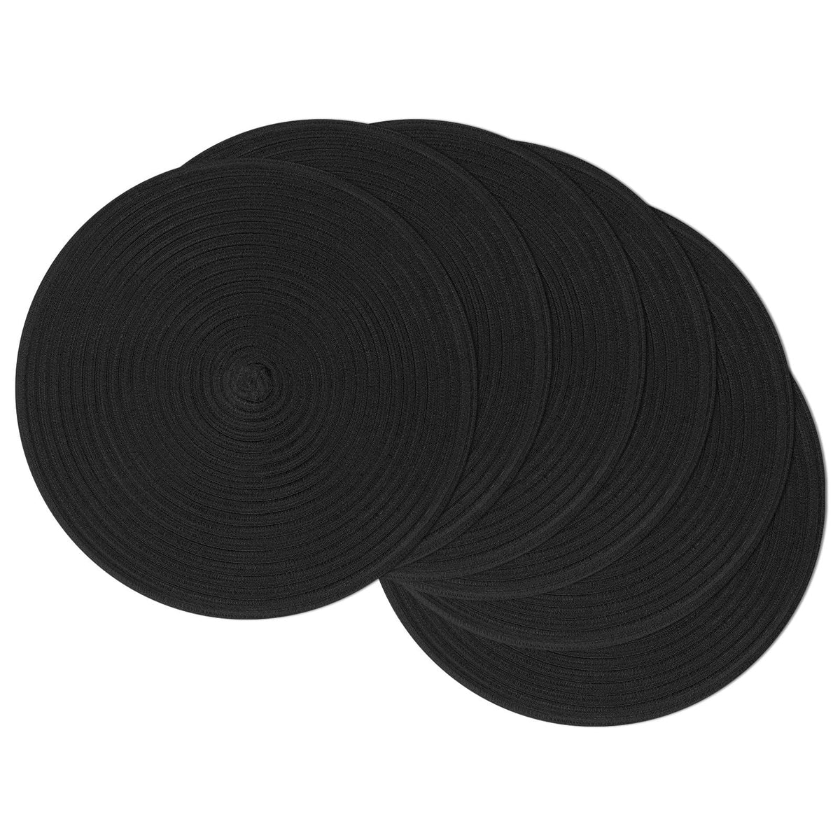 SHACOS Round Braided Placemats Set of 8 Cotton Fabric Round Table Mats Non Slip Washable 15 inch Round Place Mats Home Party Table Decor (Beige, 8)