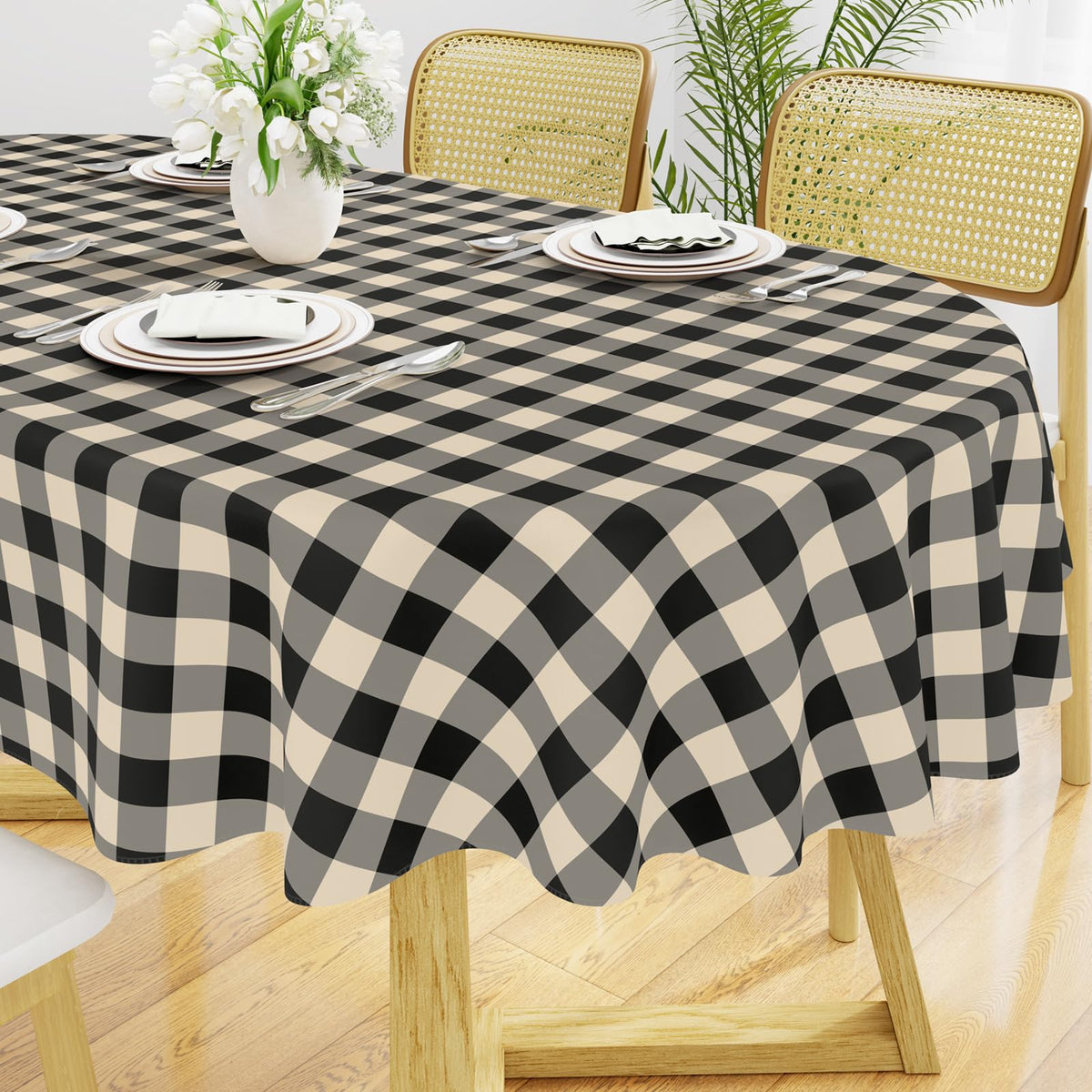 Smiry Fall Tablecloth, Flannel Backed Vinyl Table Cloth, 60"x84"