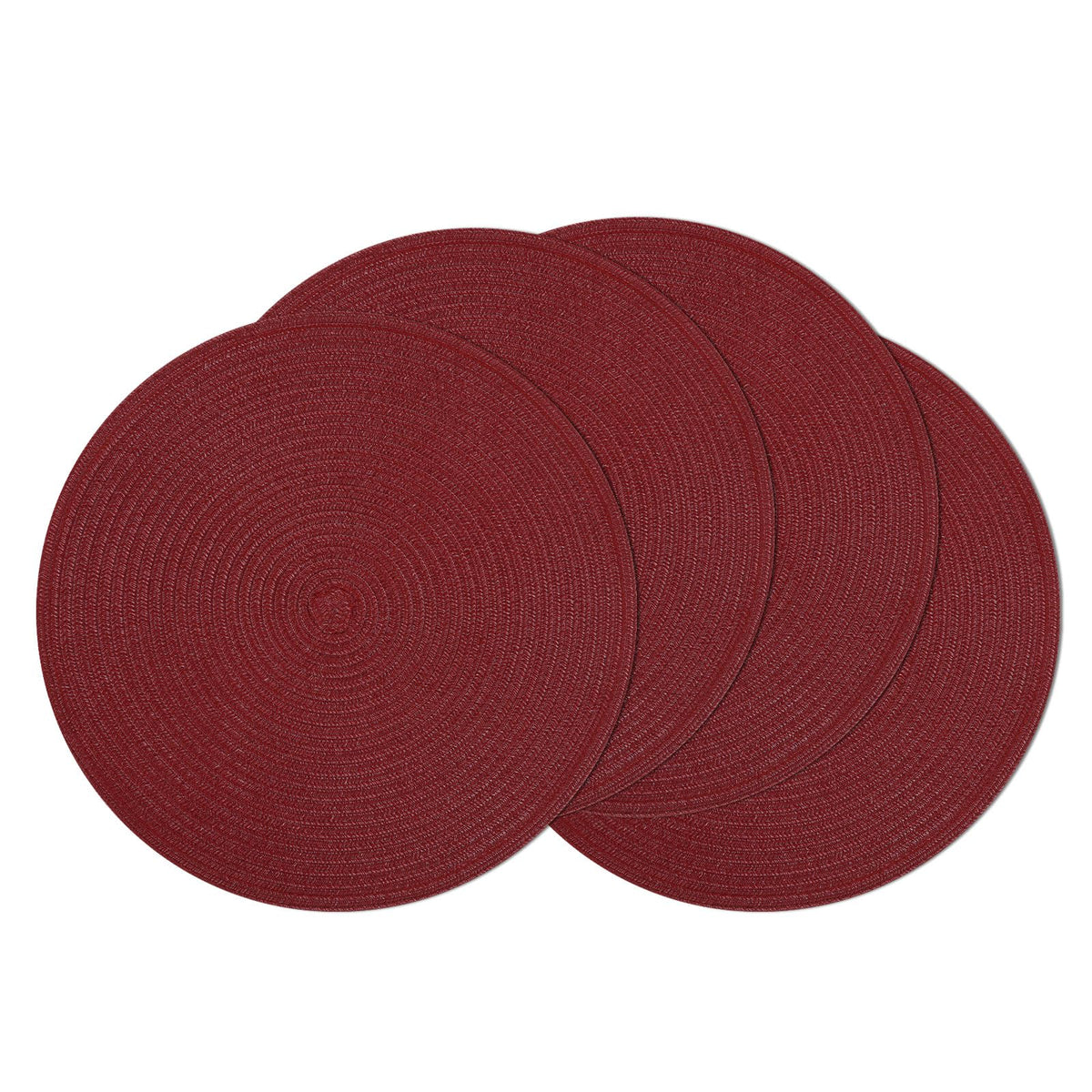 SHACOS 15 inch Round Placemats Set of 6, Cotton Polyester Woven Braided Place Mats, Washable Heat Resistant Circle Table Mats for Dining Table (Beige, 6)