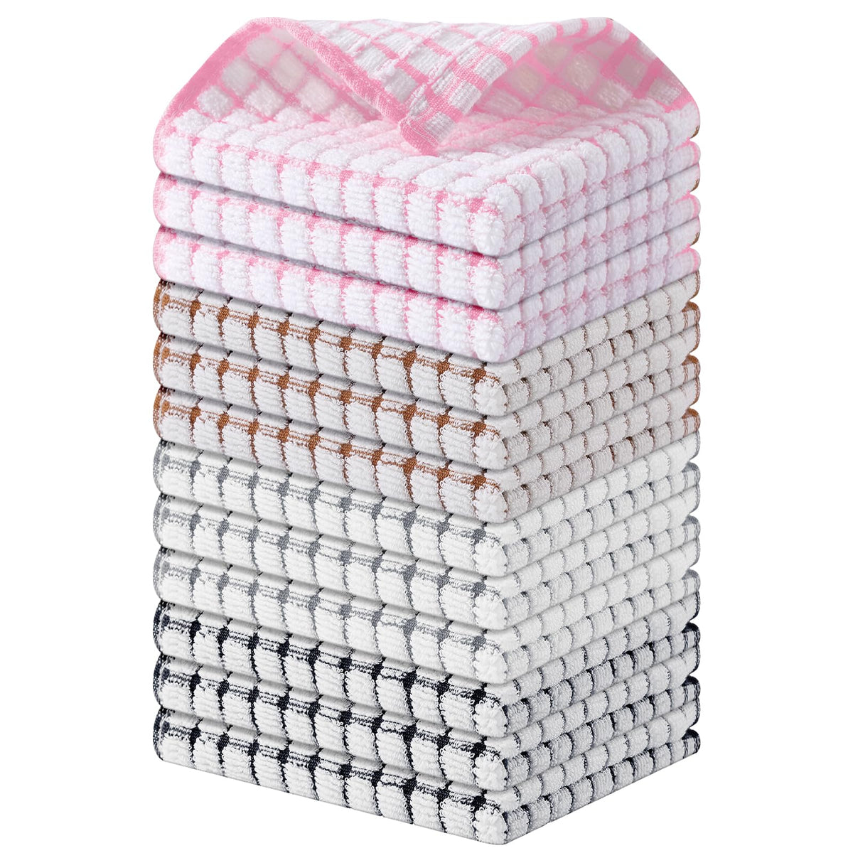 Kitinjoy Cotton 8 Pack Terry Kitchen Dish Cloths, Mixed Color