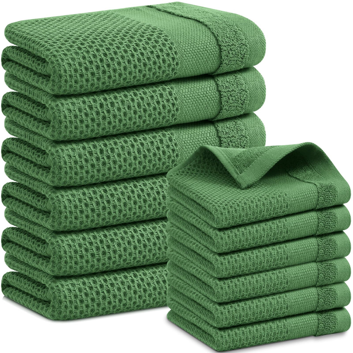 Homaxy 100% Cotton Dish Cloths, 8 Pack - 12 x 12 Inches, Black