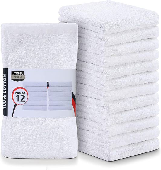Utopia Towels Kitchen Bar Mops, Pack of 12, 16x19 in, 100% Cotton, White