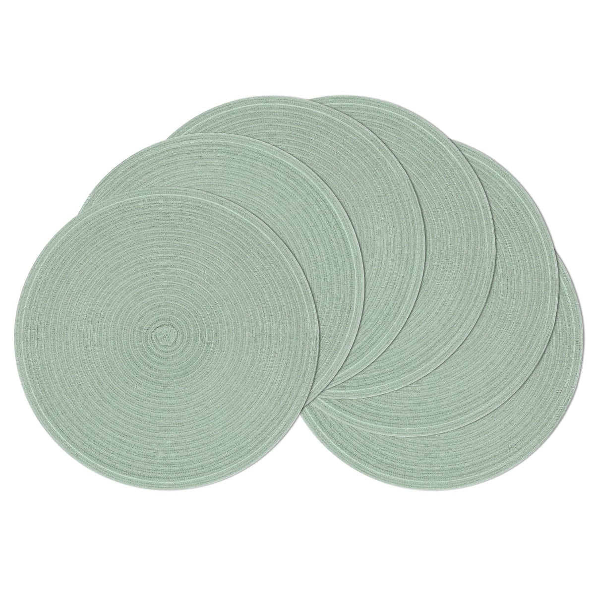 SHACOS Round Braided Placemats Set of 4 Washable Place Mats for Dining Tables 15 inch Non Slip Kitchen Table Mats (Beige, 4)