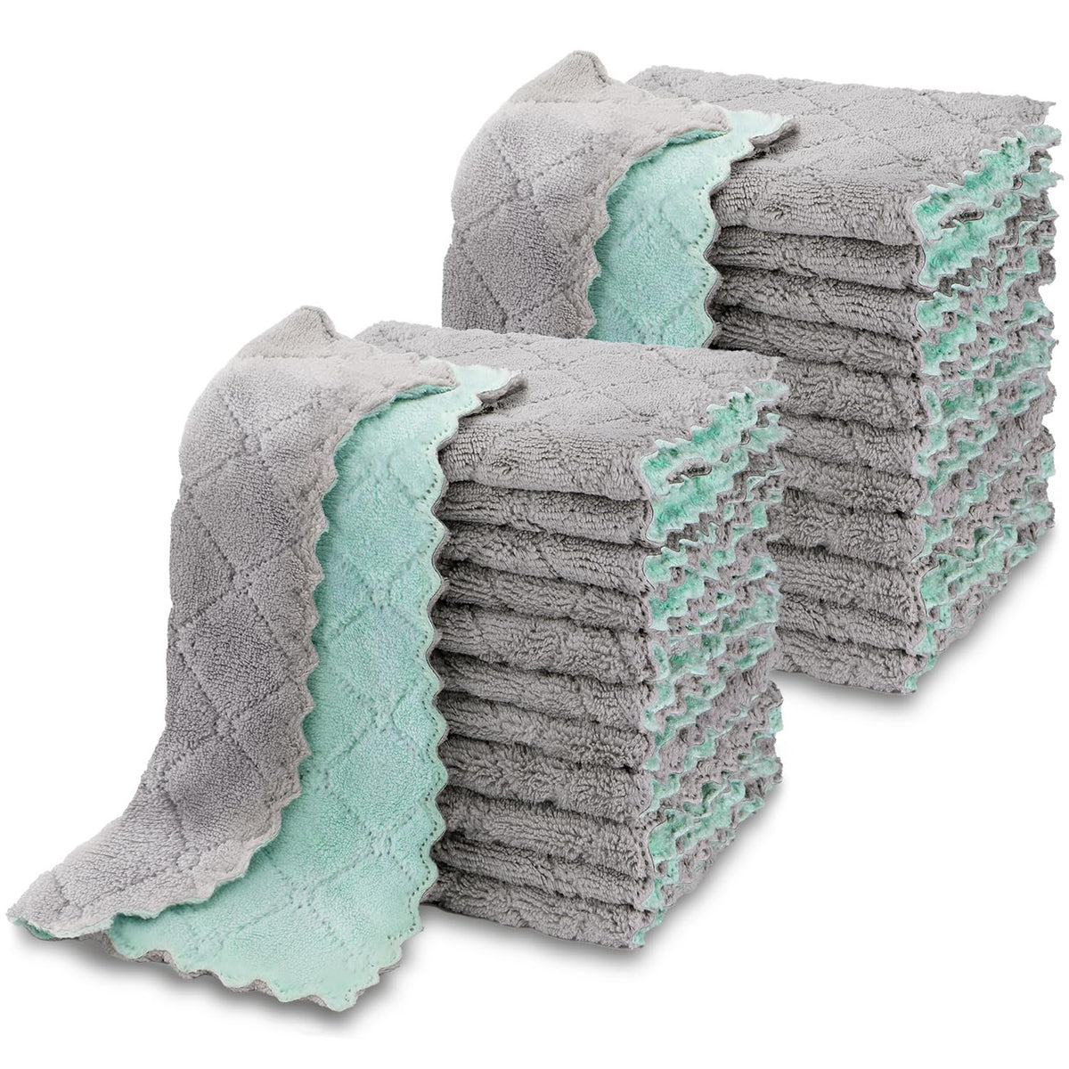 AIDEA Kitchen Dishcloths, 12 PK Absorbent Dish Towels Coral Fleece 6"x10.4"