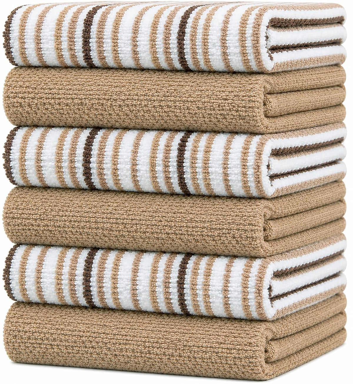 Bumble Dish Cloths 8-Pack, Cotton Kitchen Towels, 12"x12" Blue Wide Stripes