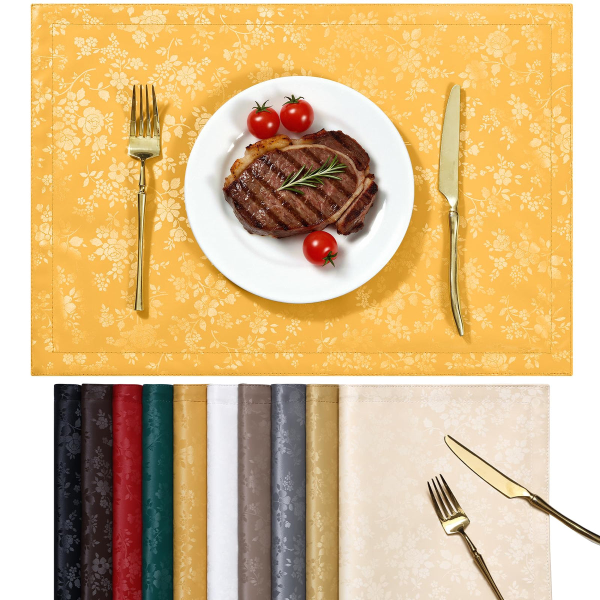 Smiry Rectangle Place Mats, Waterproof Heavy Duty Vinyl Placemats 6 Pack