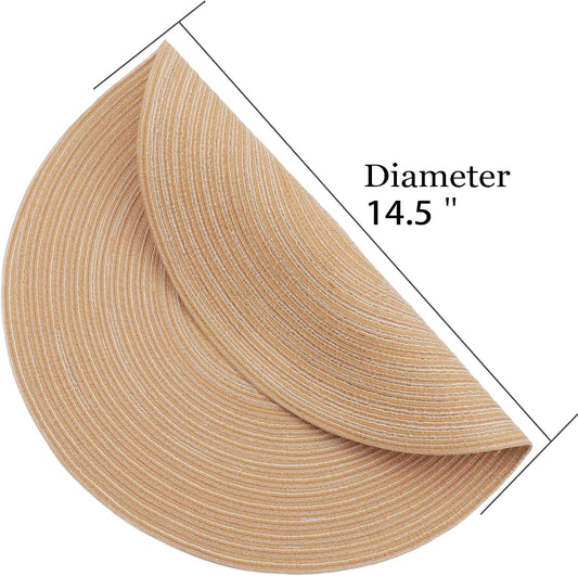 MIAOMIAO Round Placemats Set of 6 Braided Dining Table Kitchen Decor Mets