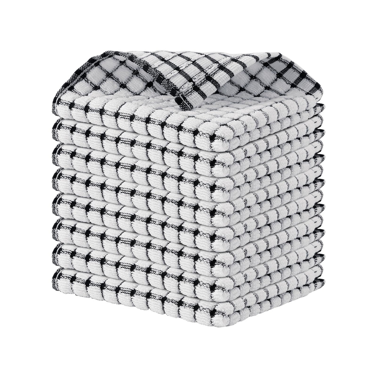 Kitinjoy Cotton 8 Pack Terry Kitchen Dish Cloths, Mixed Color