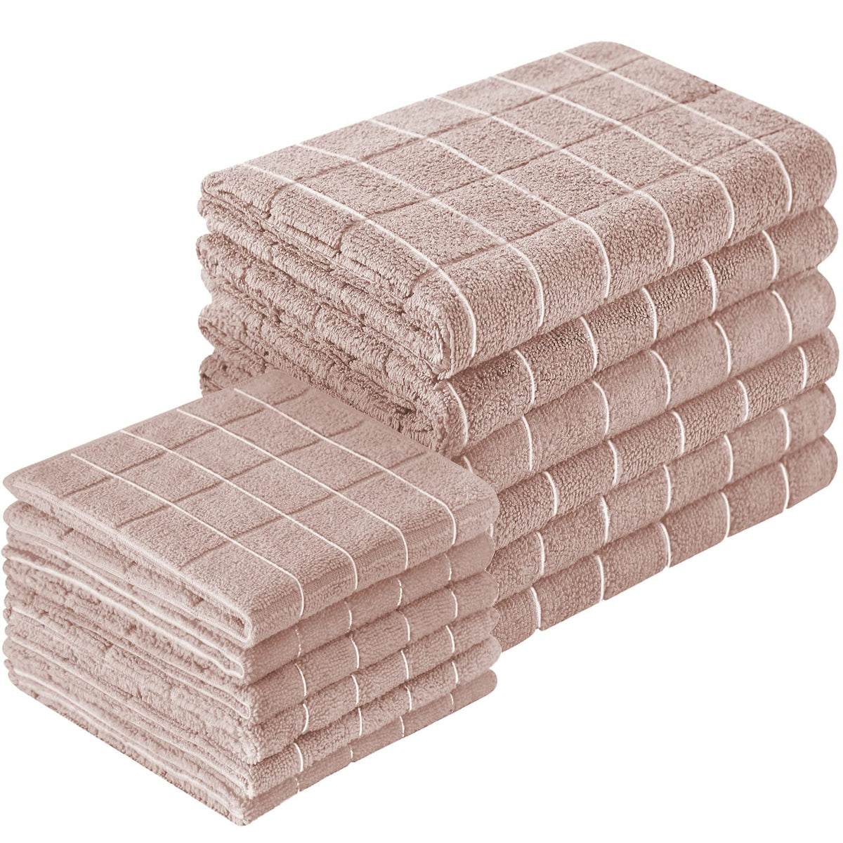 Puomue Microfiber Kitchen Towels and Dishcloths Set, 26 X 18 Inch and 12 X 12 Inch, Set of 12 Bulk Lint Free Dish Towels for Drying Dishes, Grey