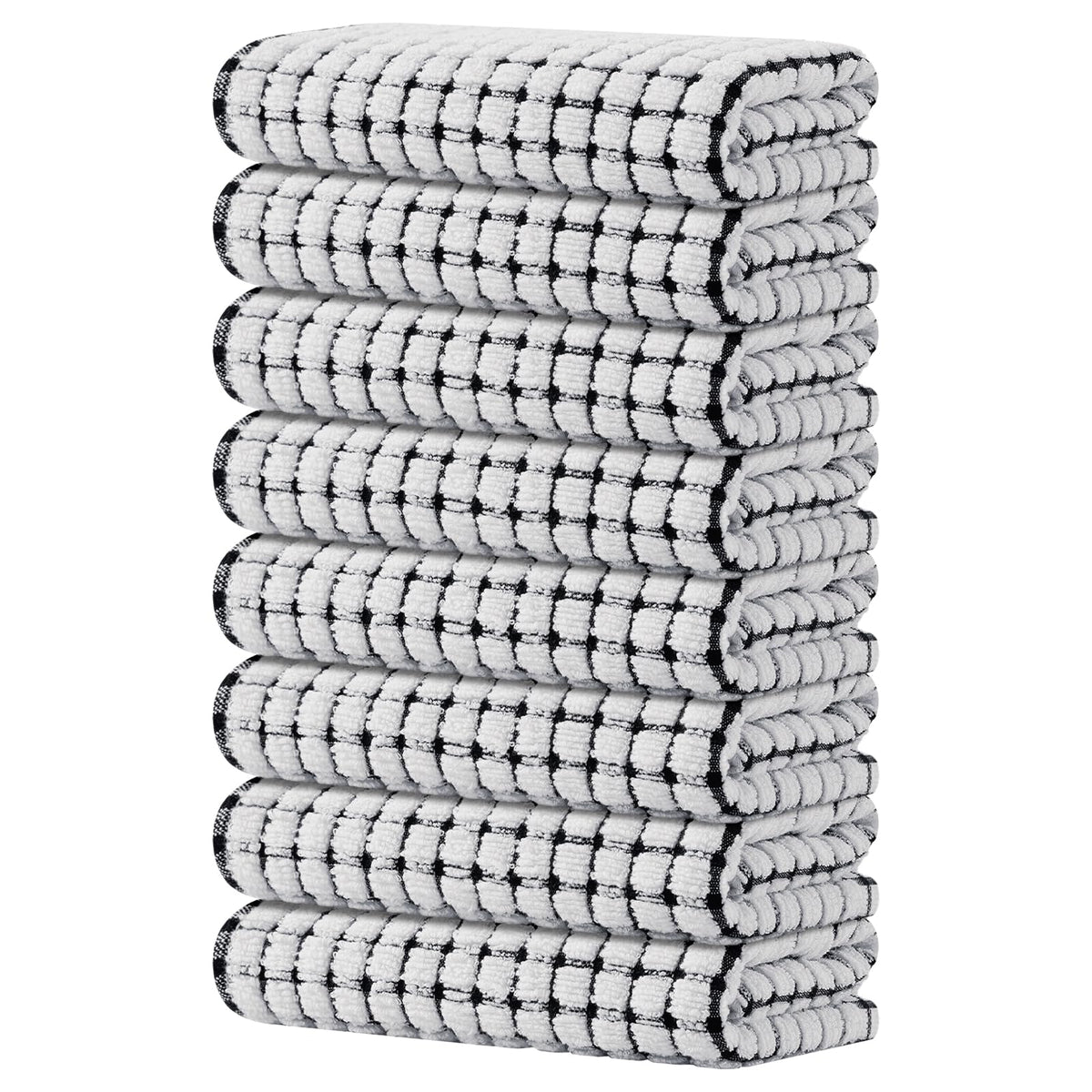 Kitinjoy Cotton 8 Pack Terry Kitchen Dish Cloths, Mixed Color
