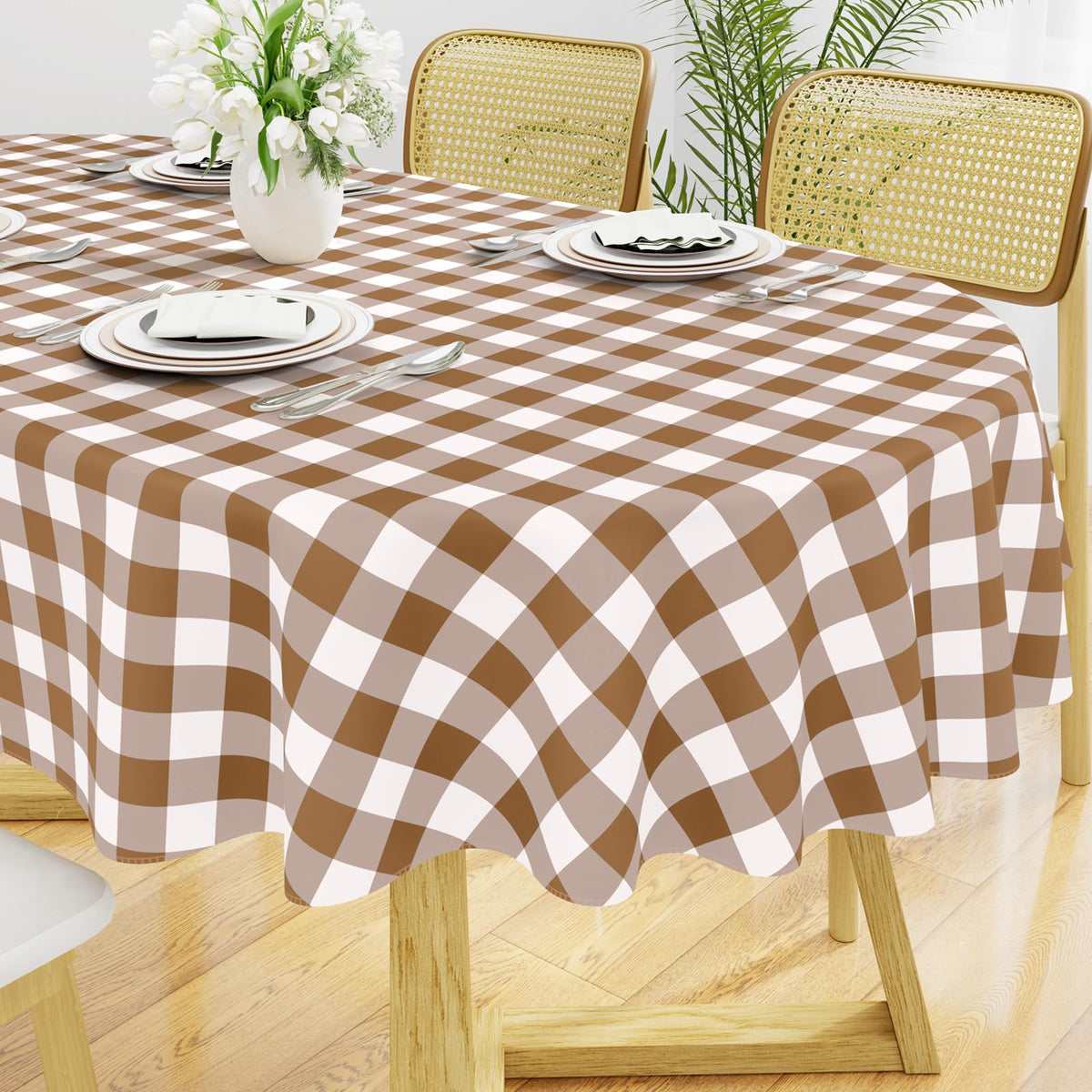 Smiry Fall Tablecloth, Flannel Backed Vinyl Table Cloth, 60"x84"