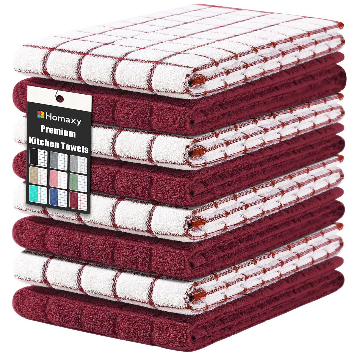 Homaxy Premium Cotton Kitchen Dish Cloths 12"x 12", 6 Pack, Tan