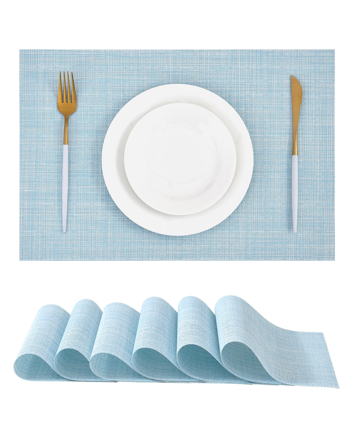 Beige White Placemats Set of 4 - Heat Resistant Non-Slip Place mats for Dining Table, Washable Durable PVC Vinyl Woven Table Mats(Beige White, 4)