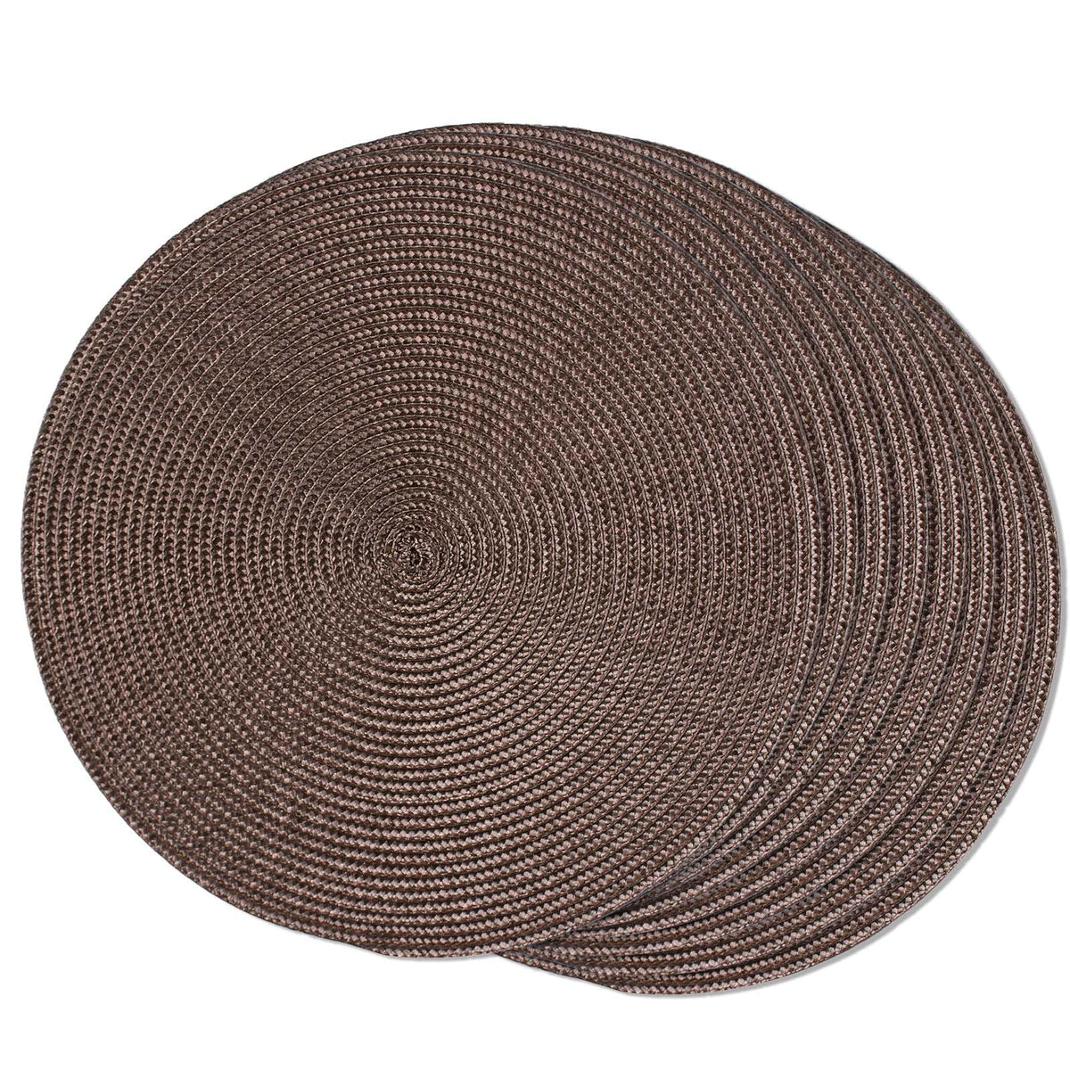 FunWheat Round Braided Placemats Set of 6 Table Mats for Dining Tables Woven Washable Non-Slip Place mats 15 inch(Orange, 6pcs)