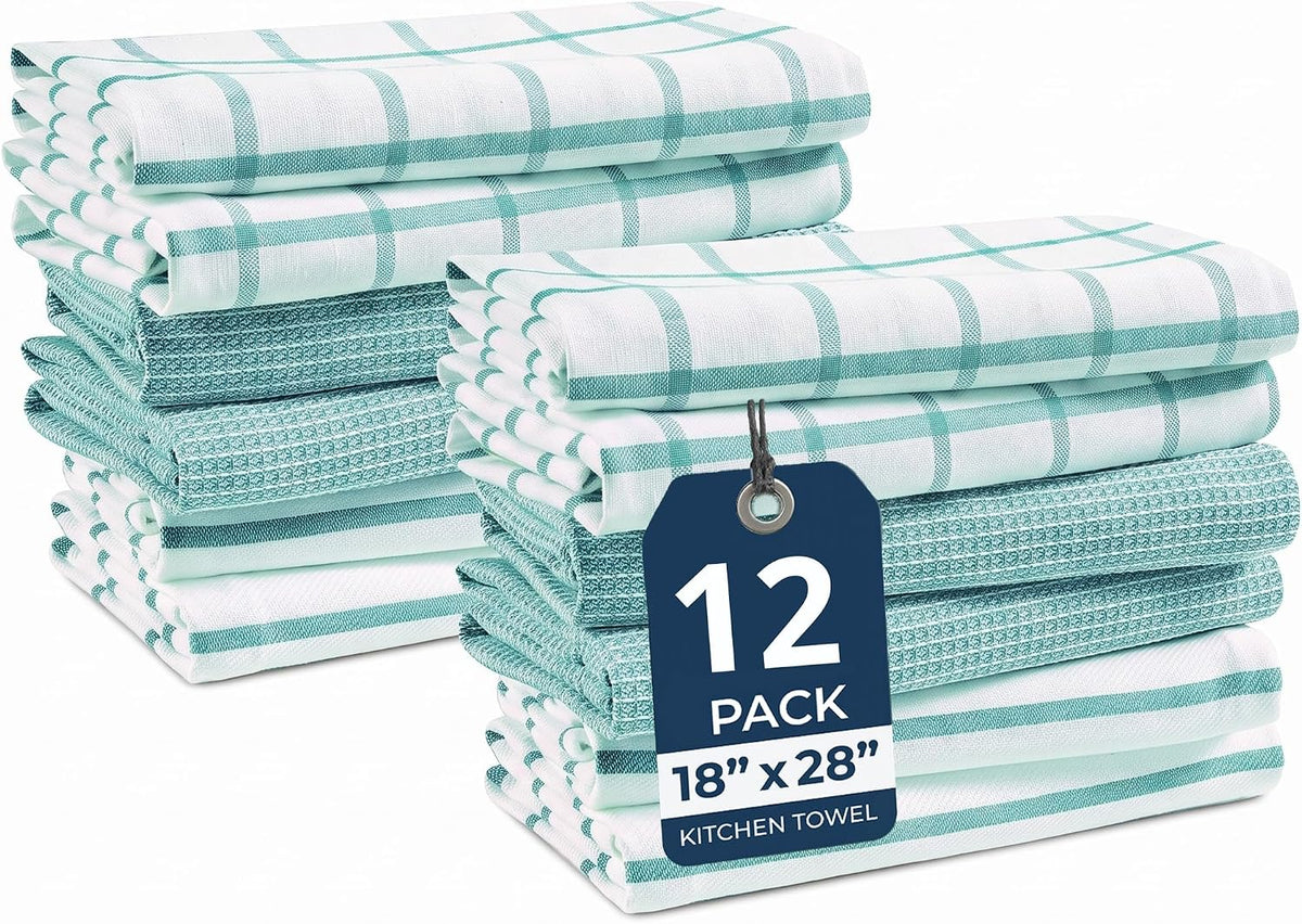 LANE LINEN Dish Towels for Kitchen 100% Cotton Tightly Woven 6 Pack - Olive