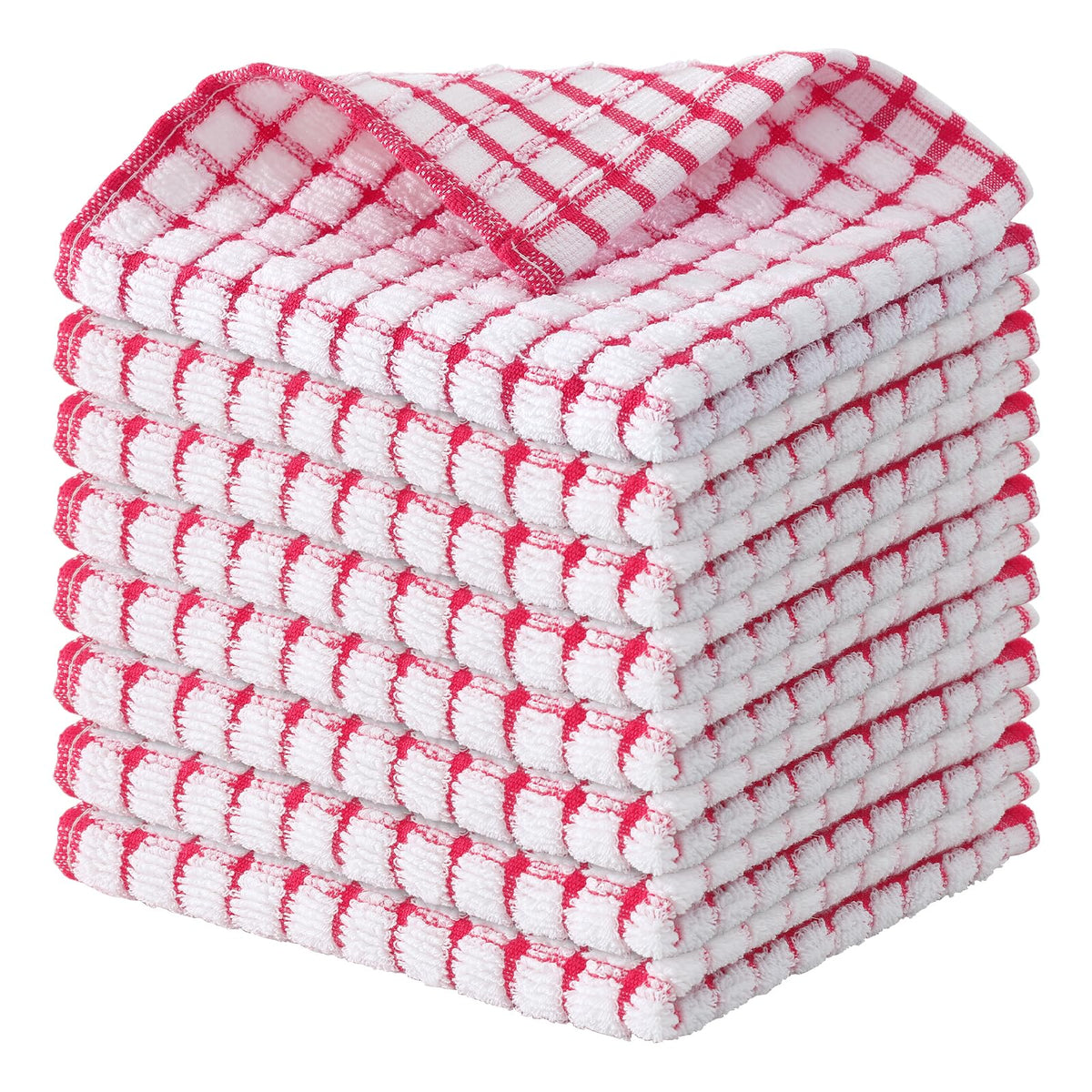Kitinjoy Cotton 8 Pack Terry Kitchen Dish Cloths, Mixed Color