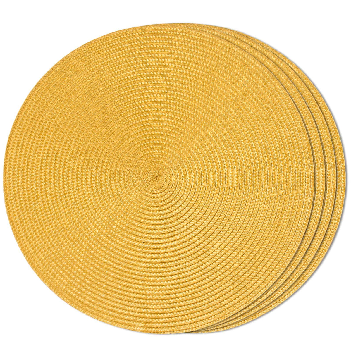 FunWheat Round Braided Placemats Set of 6 Table Mats for Dining Tables Woven Washable Non-Slip Place mats 15 inch(Orange, 6pcs)