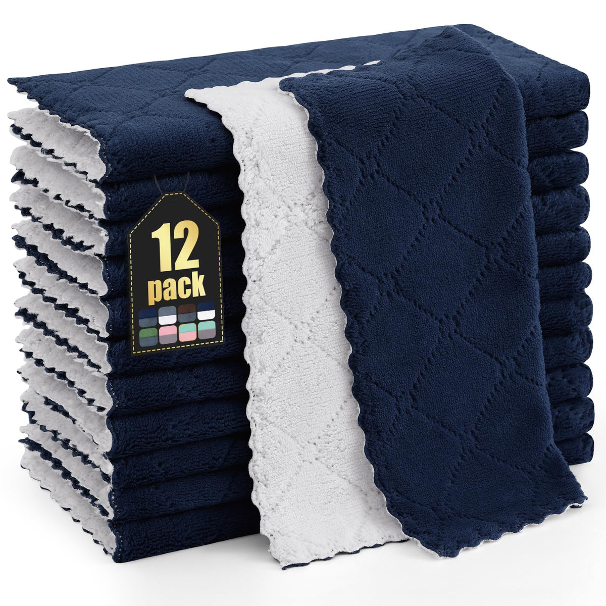 Homaxy 12 Pack Super Soft & Absorbent Dish Cloths, 10" x 10", Grey