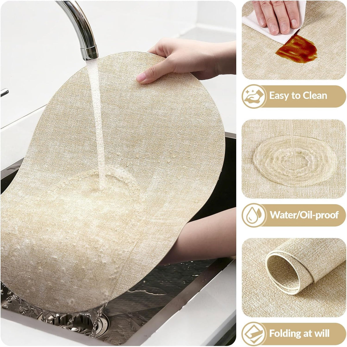 homing Heat Resistant Oval Placemats Set of 6, Beige