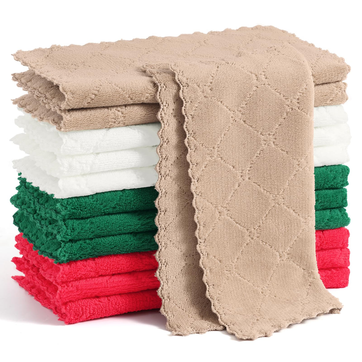 Homaxy 12 Pack Super Soft & Absorbent Dish Cloths, 10" x 10", Grey
