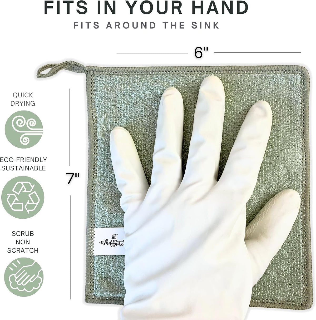 Whiffkitch Dishcloths Kitchen Dishrag Cleaning Scrub Reusable 6pk 6x7in