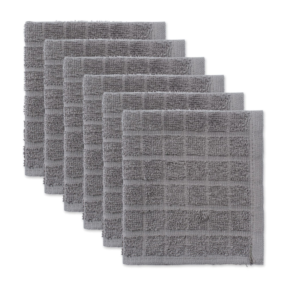 DII Basic Terry Collection Solid Windowpane Dishcloth Set, 12x12, Spice, 6 Piece