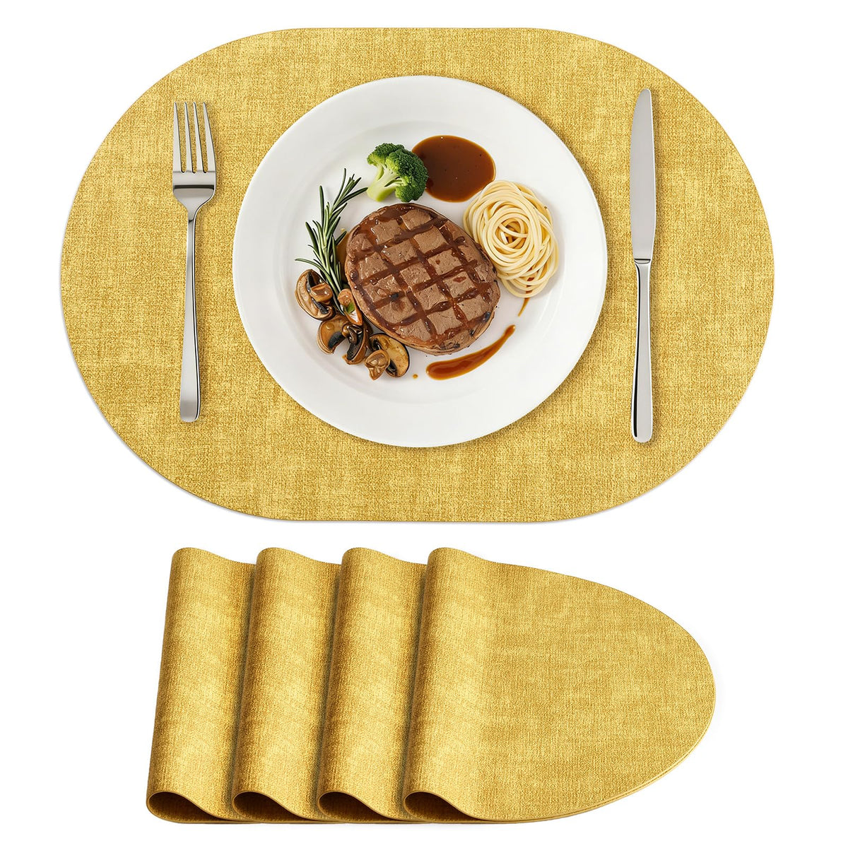 homing Heat Resistant Oval Placemats Set of 6, Beige