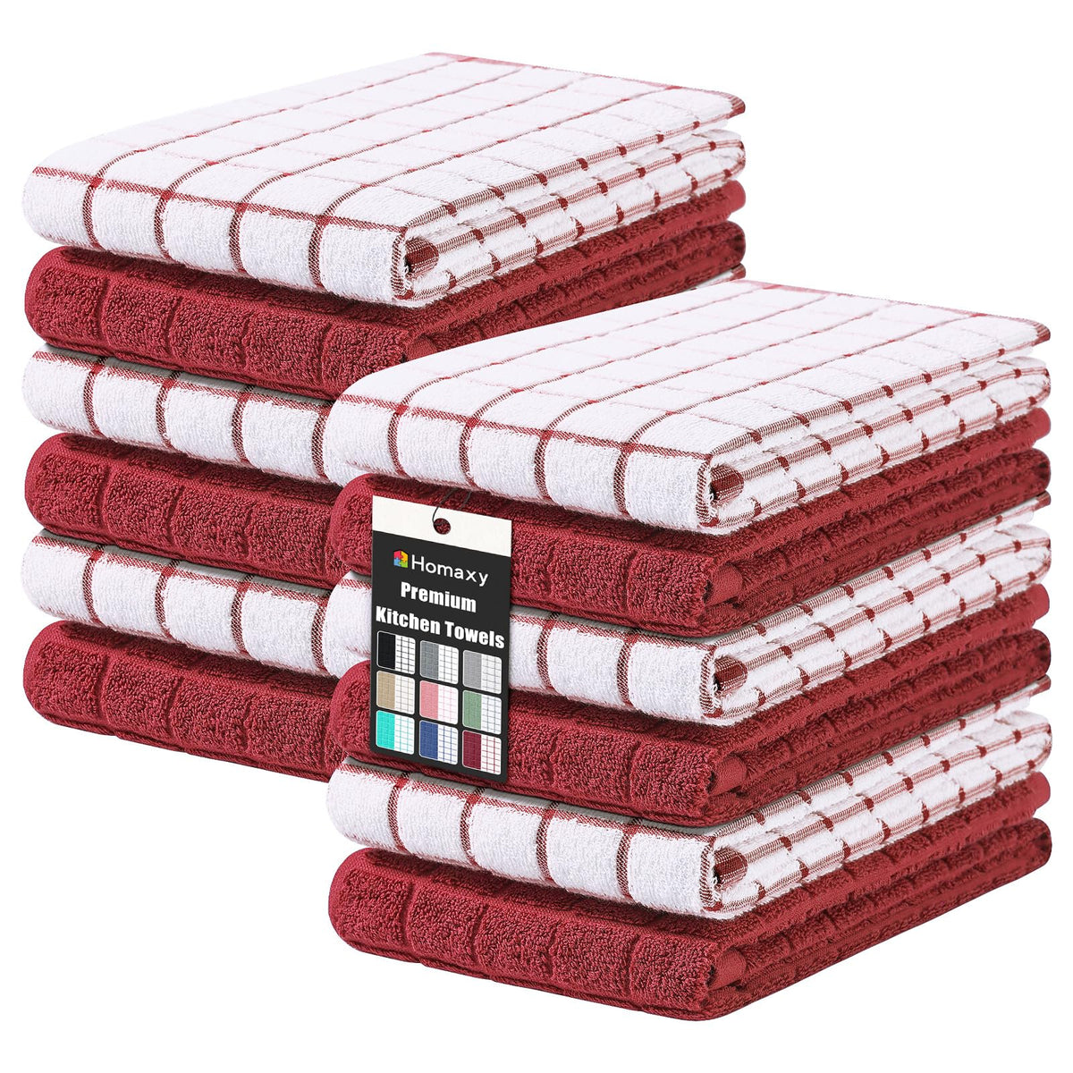 Homaxy Premium Cotton Kitchen Dish Cloths 12"x 12", 6 Pack, Tan