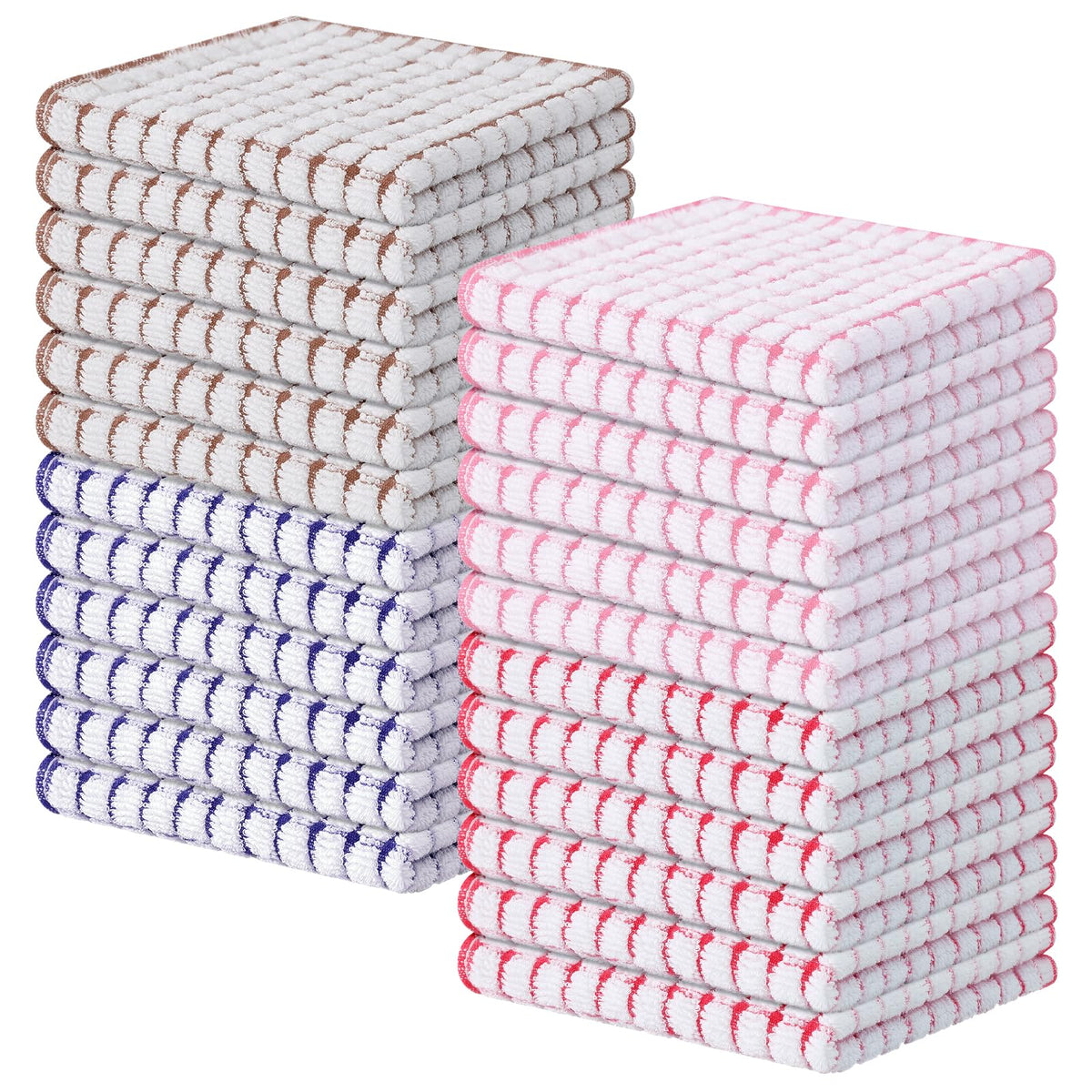 Kitinjoy Cotton 8 Pack Terry Kitchen Dish Cloths, Mixed Color