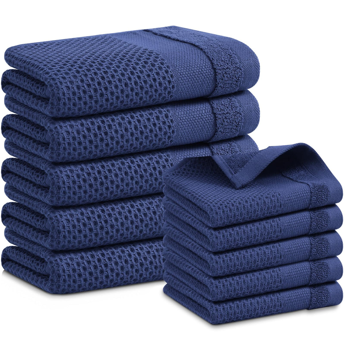 Homaxy 100% Cotton Dish Cloths, 8 Pack - 12 x 12 Inches, Black