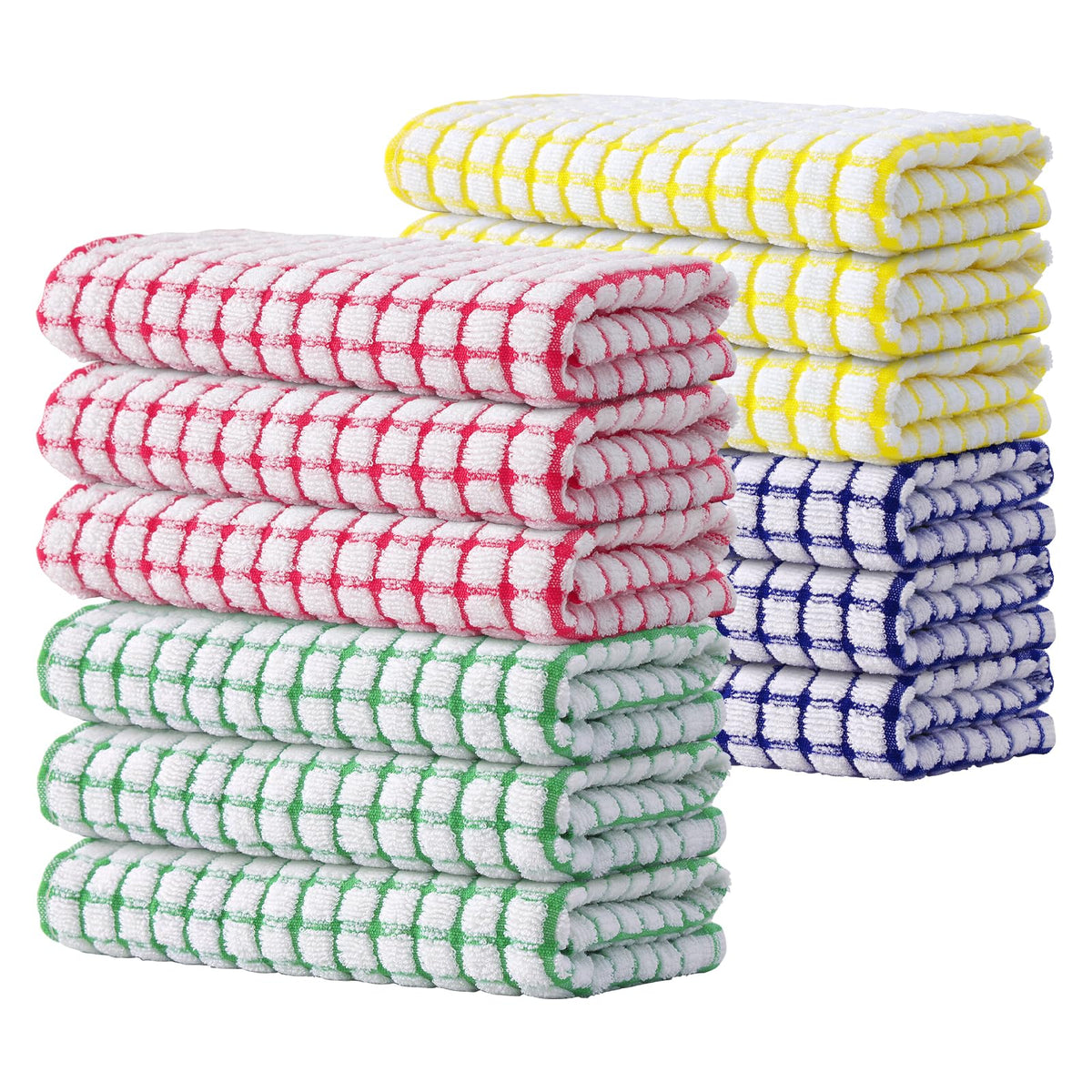 Kitinjoy Cotton 8 Pack Terry Kitchen Dish Cloths, Mixed Color