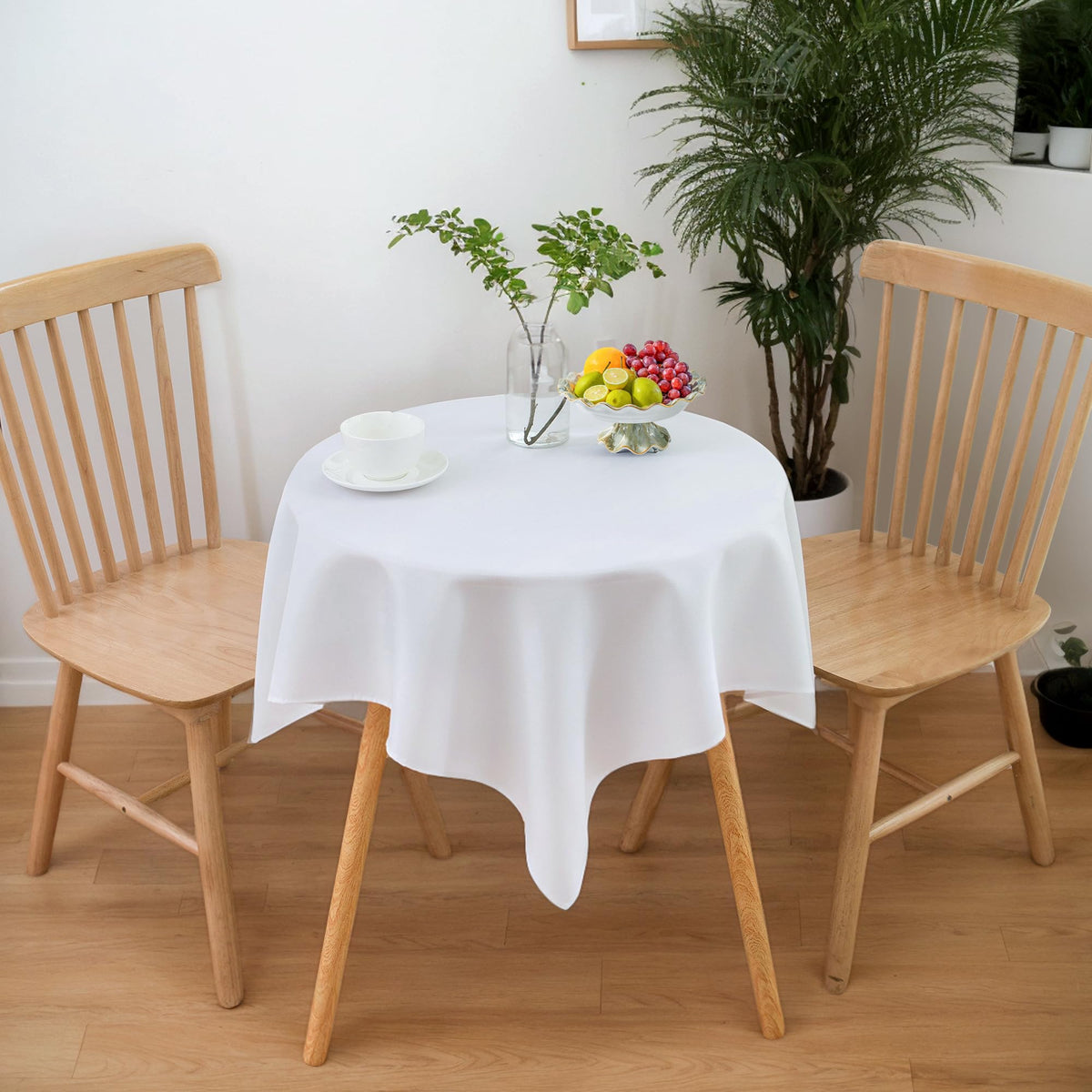 sancua Natural Square Tablecloth 54x54 Inch Fabric Card Table Cloth, 2 Pack