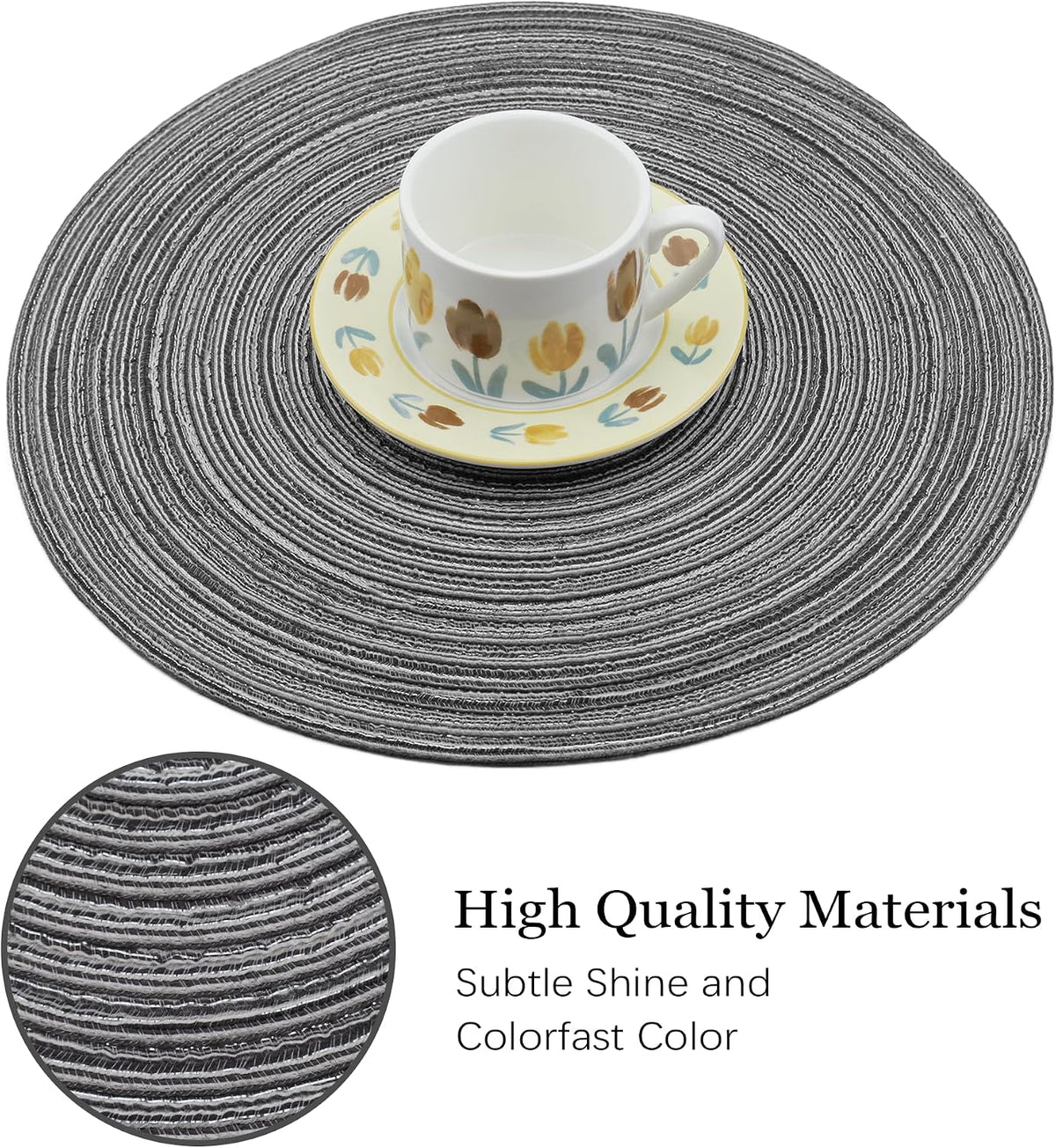 MIAOMIAO Round Placemats Set of 6 Braided Dining Table Kitchen Decor Mets