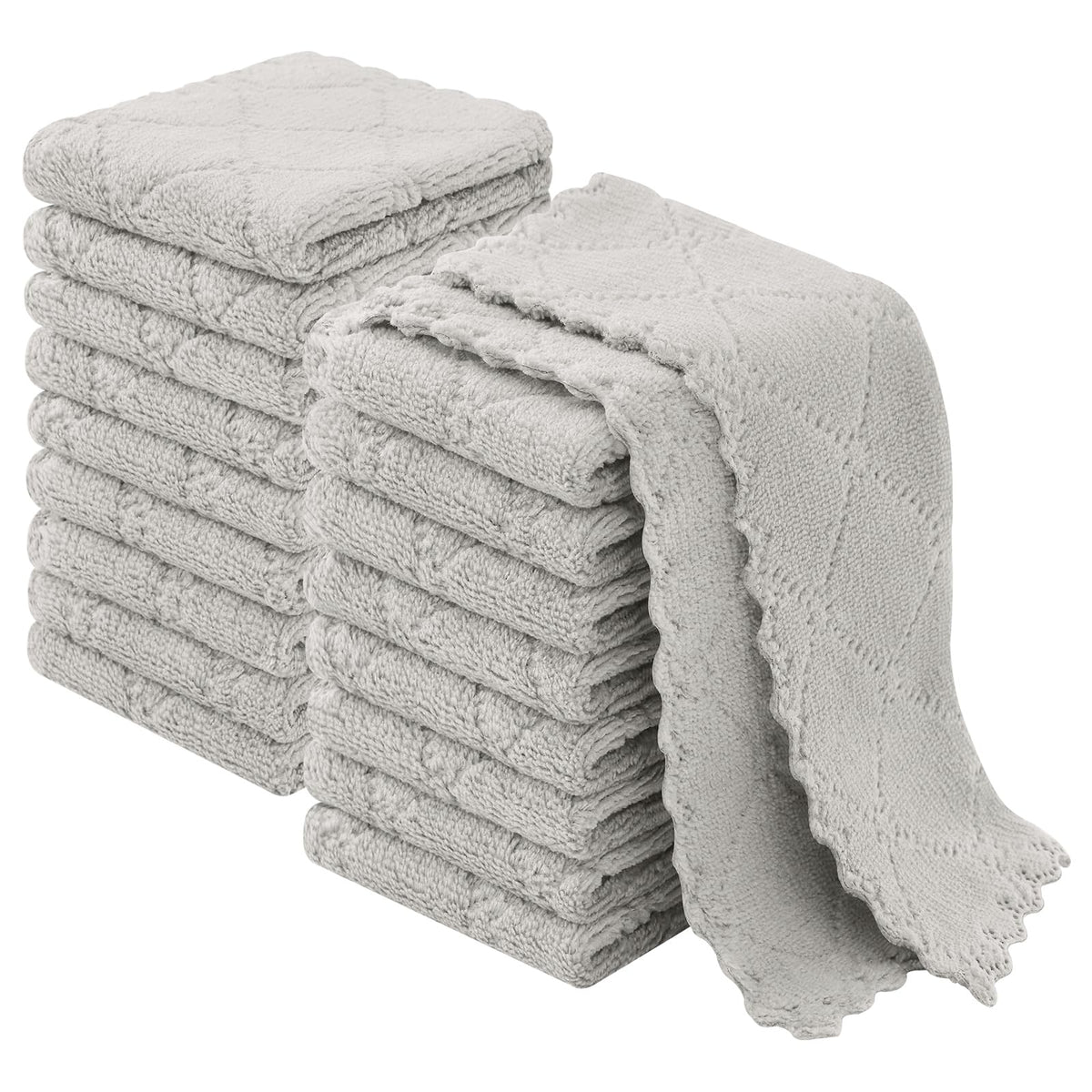 Homaxy 12 Pack Super Soft & Absorbent Dish Cloths, 10" x 10", Grey