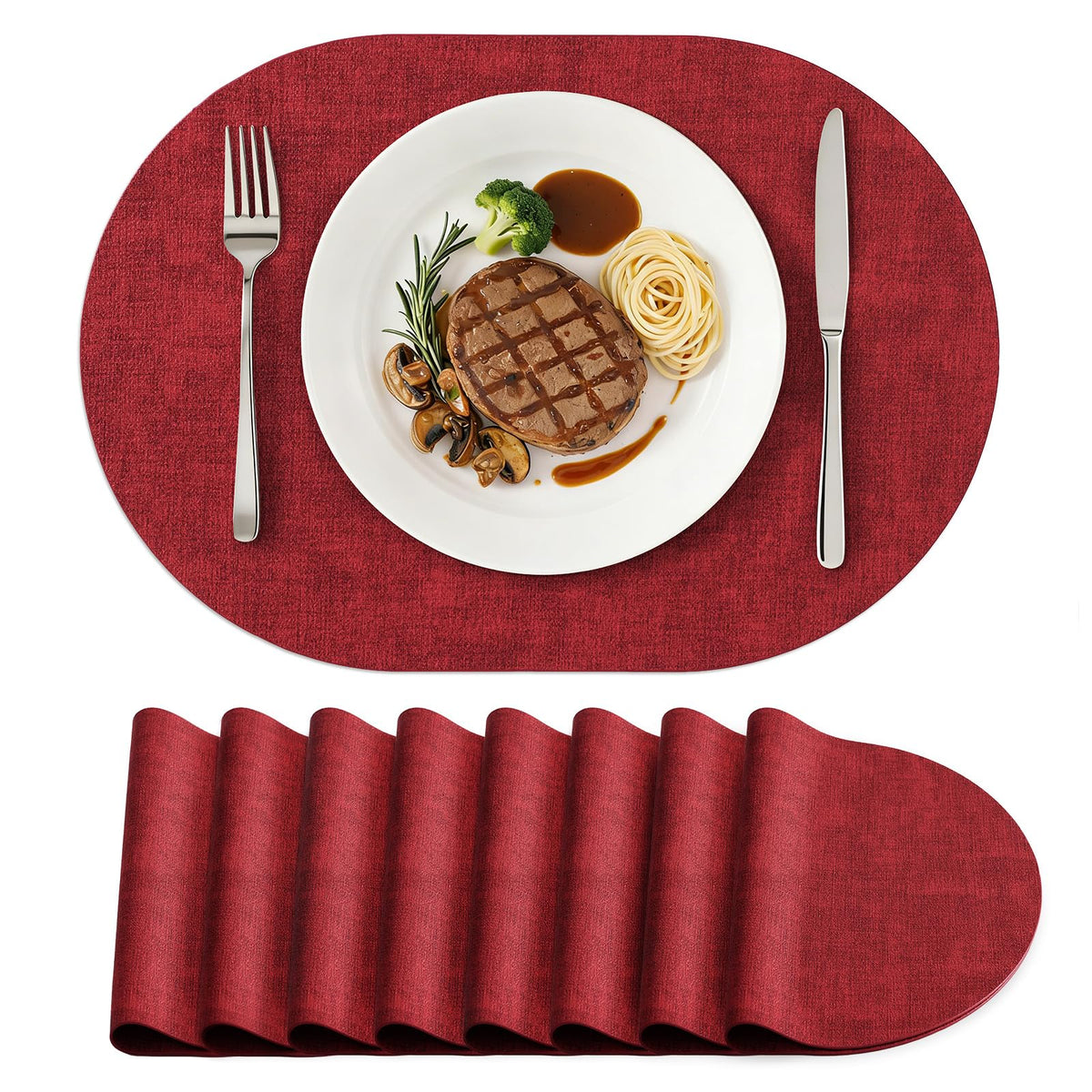 homing Heat Resistant Oval Placemats Set of 6, Beige