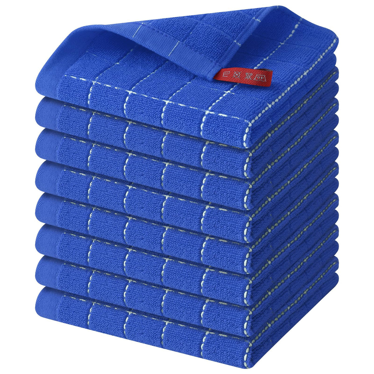 Homaxy 100% Cotton Terry Kitchen Dish Cloths, 6 Pack, Navy Blue