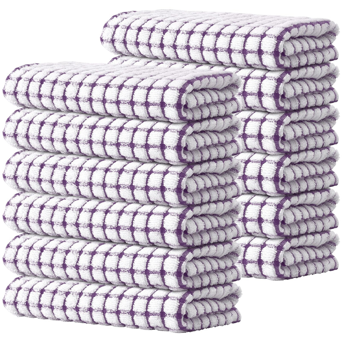 Kitinjoy Cotton 8 Pack Terry Kitchen Dish Cloths, Mixed Color