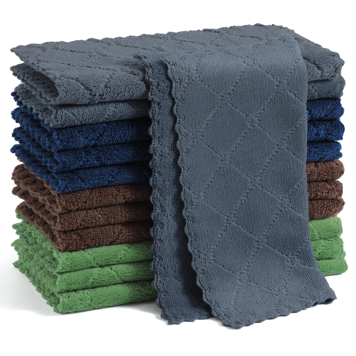 Homaxy 12 Pack Super Soft & Absorbent Dish Cloths, 10" x 10", Grey