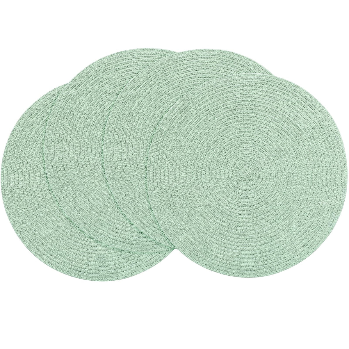 Floroom 15 Inch Round Braided Placemats Set of 4, Washable Heat Resistant Cotton Polyester Circle Place Mats for Kitchen Dining Table - Navy Blue