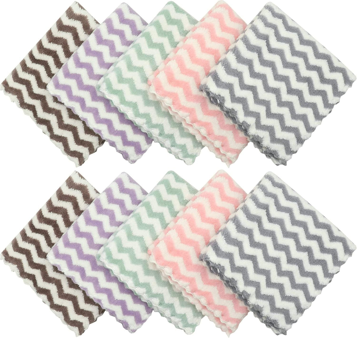 Microfiber Cleaning Cloth, 10 Pack Dish Rags, 12inx12in, Mix Color