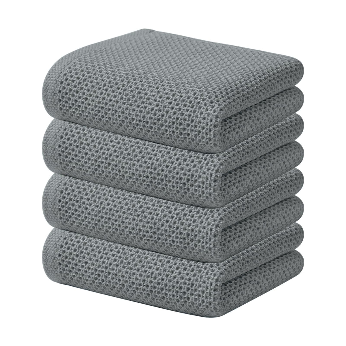 Kitinjoy 100% Cotton Waffle 6-Pack Kitchen Towels, 12" x 12", Dark Grey