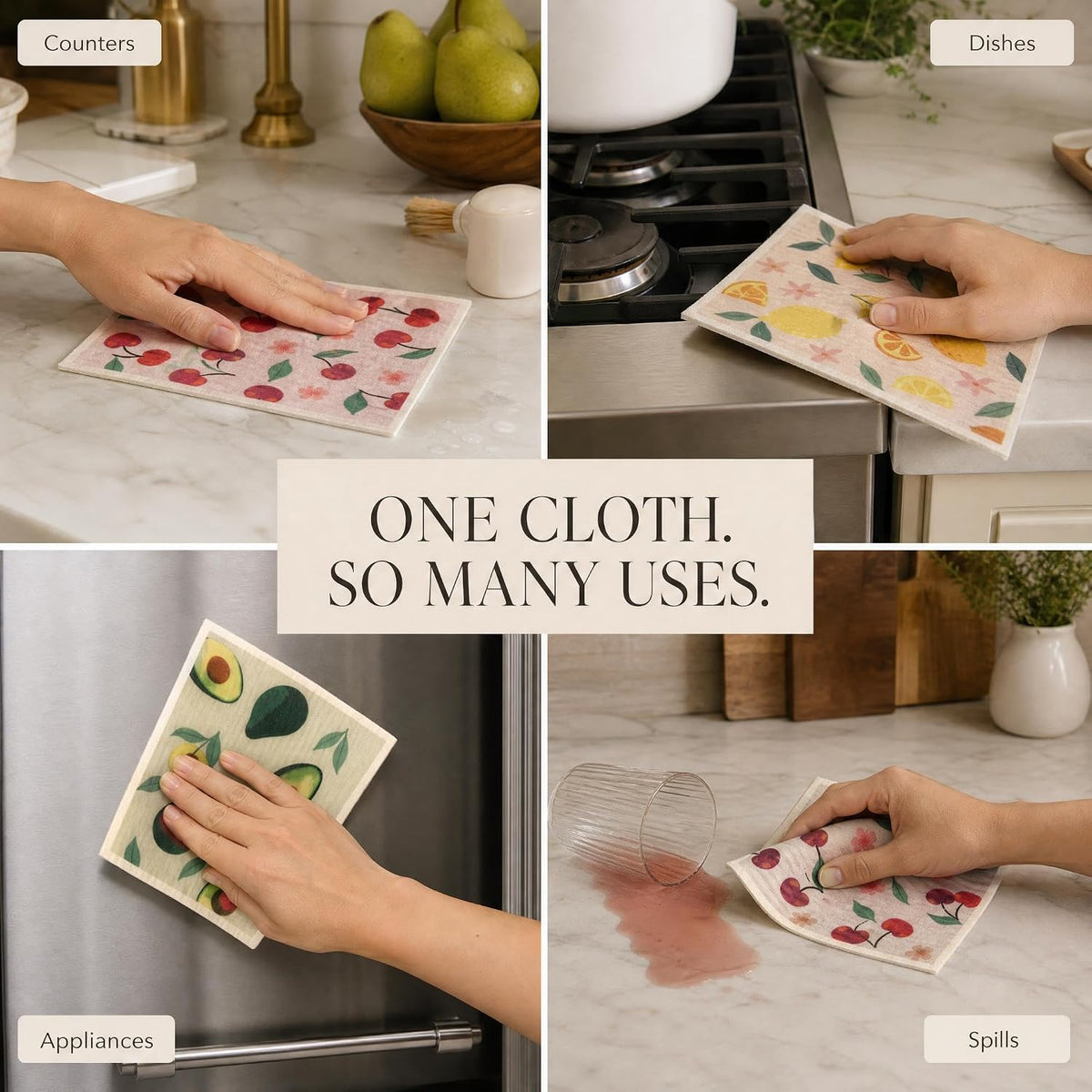 KIBAGA Beautiful Swedish Dishcloths for Kitchen Set of 5