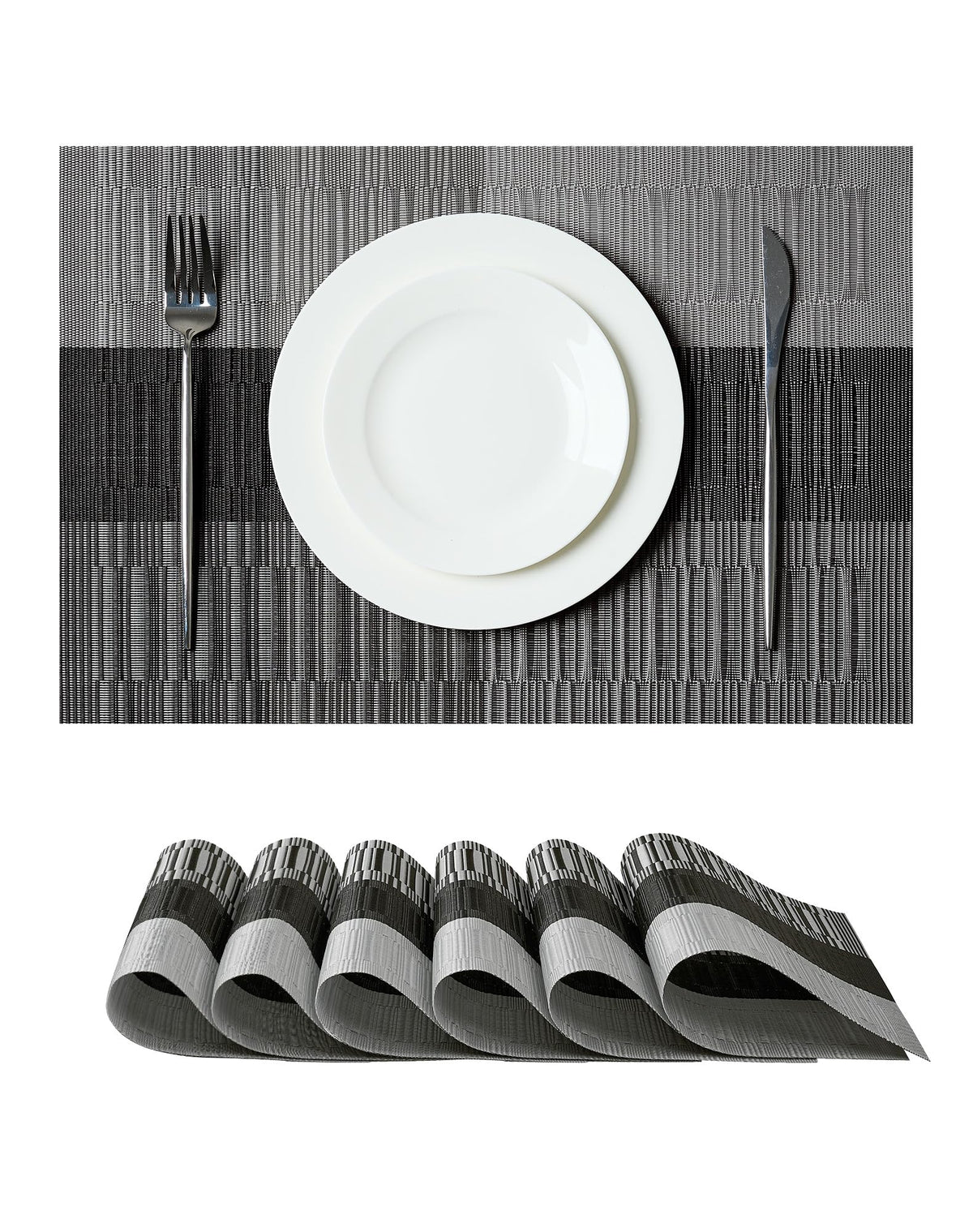 Beige Placemats Set of 4 - Heat-Resistant, Non-Slip Table Mats, Washable Woven Vinyl for Indoor & Outdoor Dining