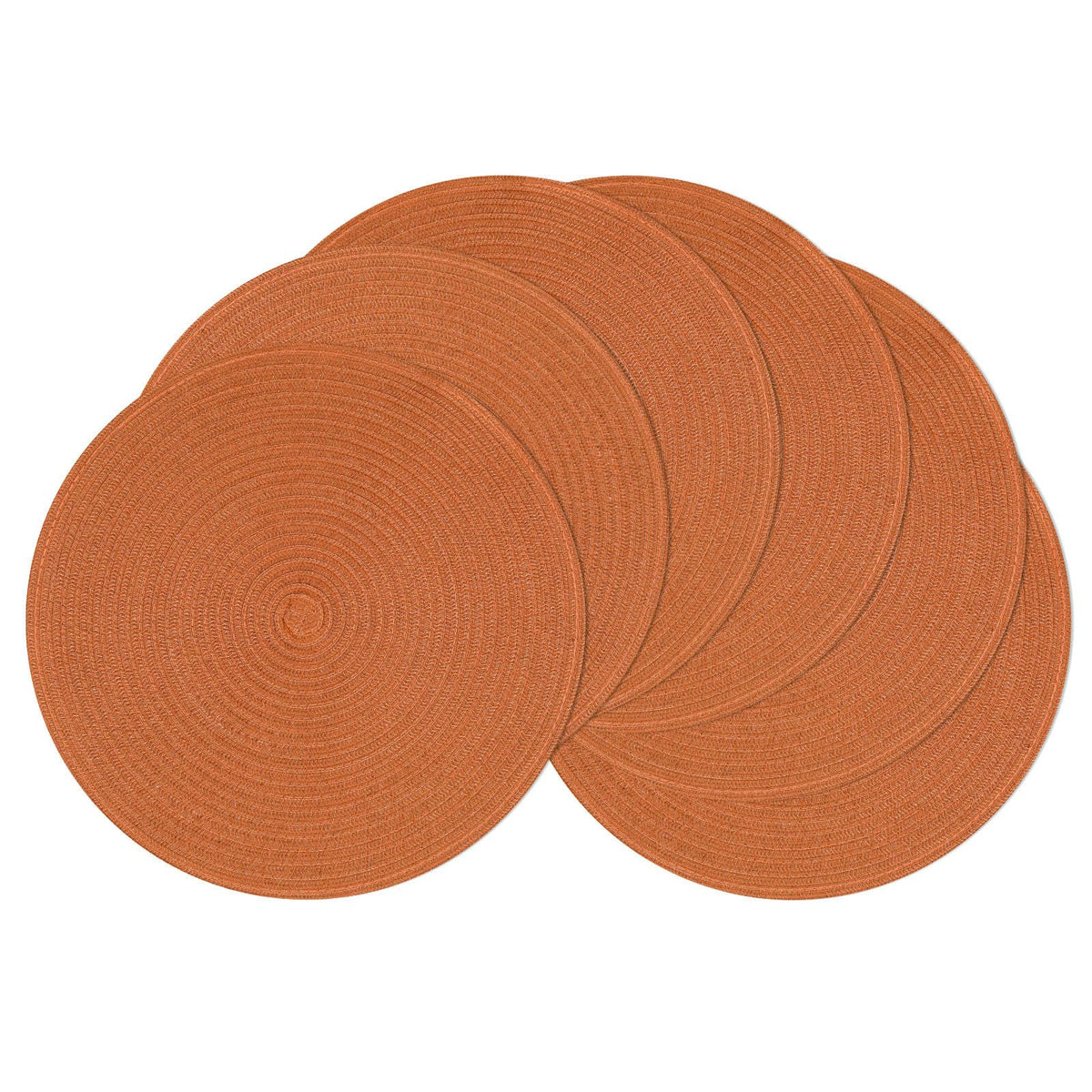 SHACOS 15 inch Round Placemats Set of 6, Cotton Polyester Woven Braided Place Mats, Washable Heat Resistant Circle Table Mats for Dining Table (Beige, 6)