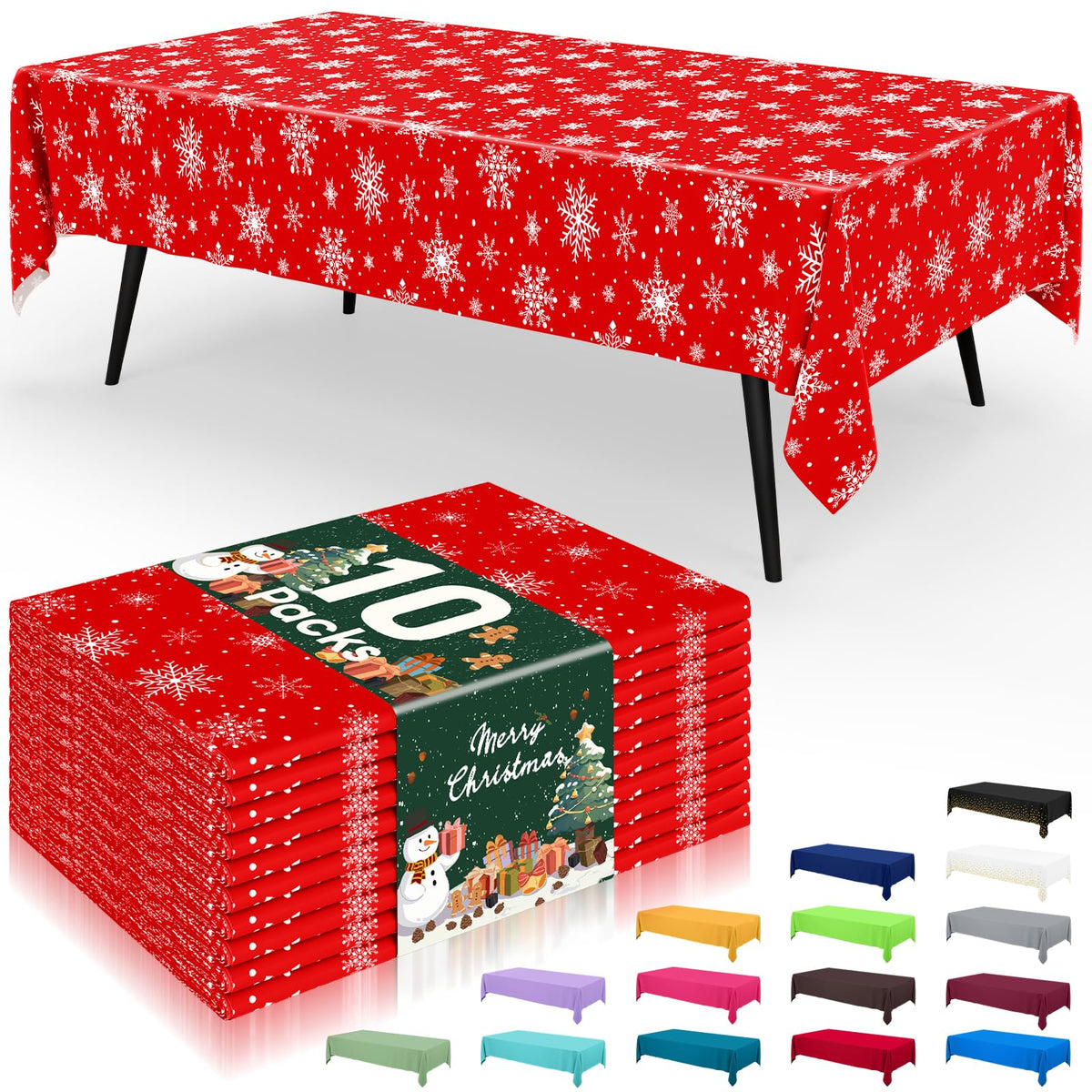 Smiry Plastic Disposable Waterproof Table Cloth - 54 x 108 Inch, 6 Packs