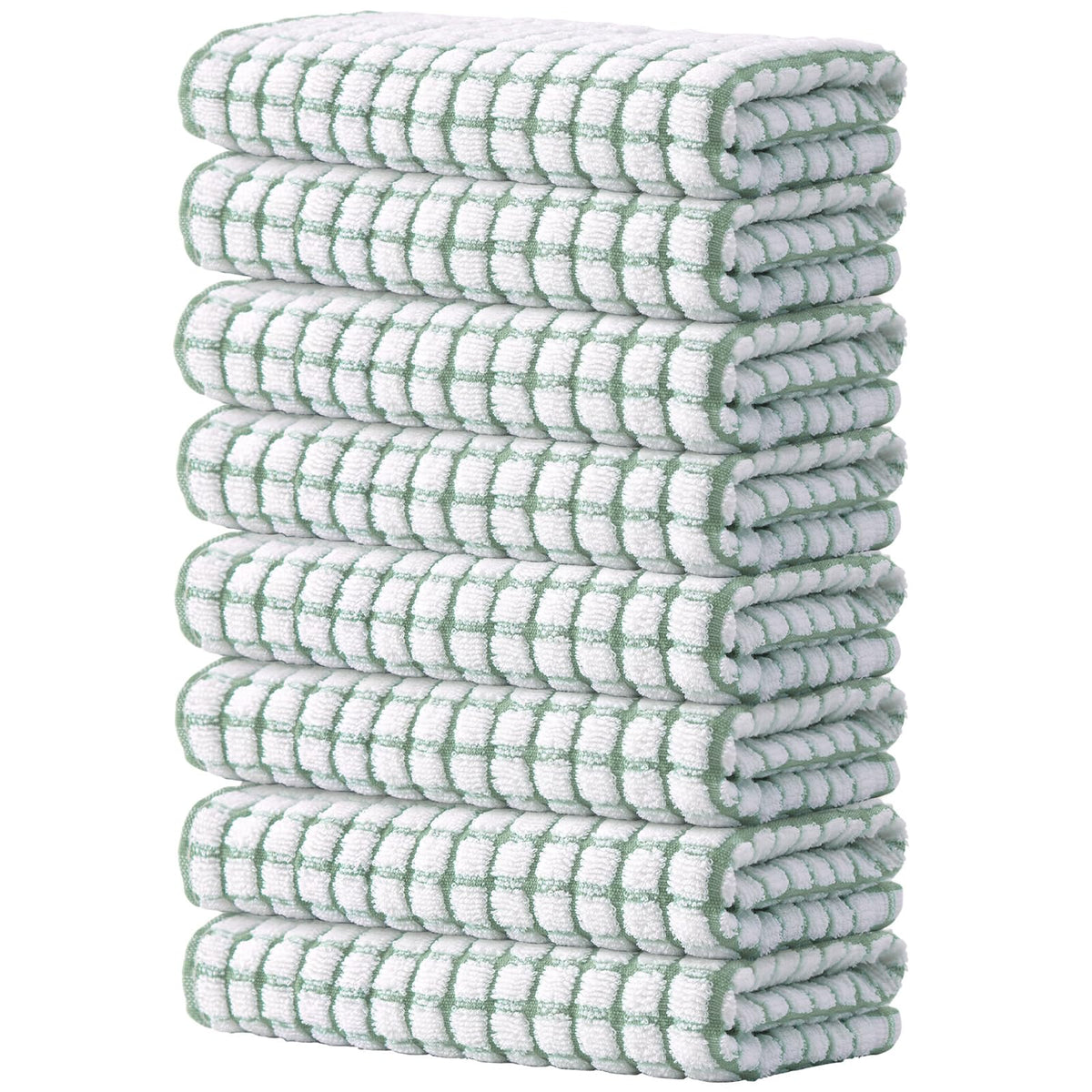 Kitinjoy Cotton 8 Pack Terry Kitchen Dish Cloths, Mixed Color