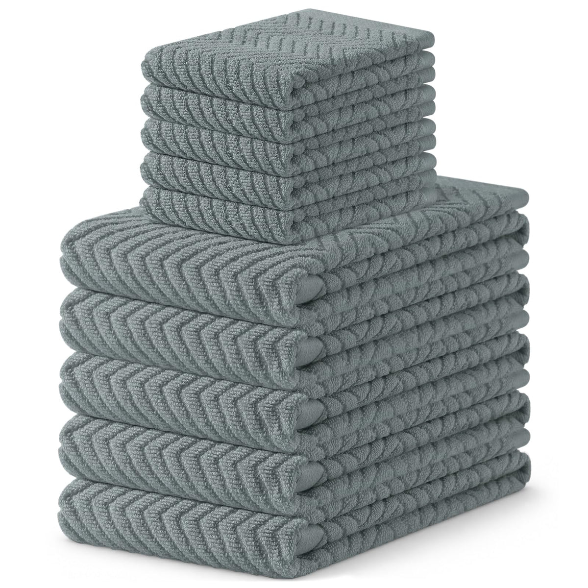 Homaxy 8 Pack 100% Cotton Kitchen Towels and Dishcloths Set, Burgundy