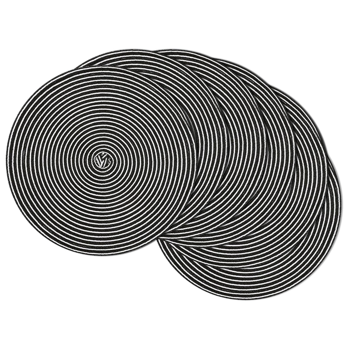 SHACOS 15 inch Round Placemats Set of 6, Cotton Polyester Woven Braided Place Mats, Washable Heat Resistant Circle Table Mats for Dining Table (Beige, 6)