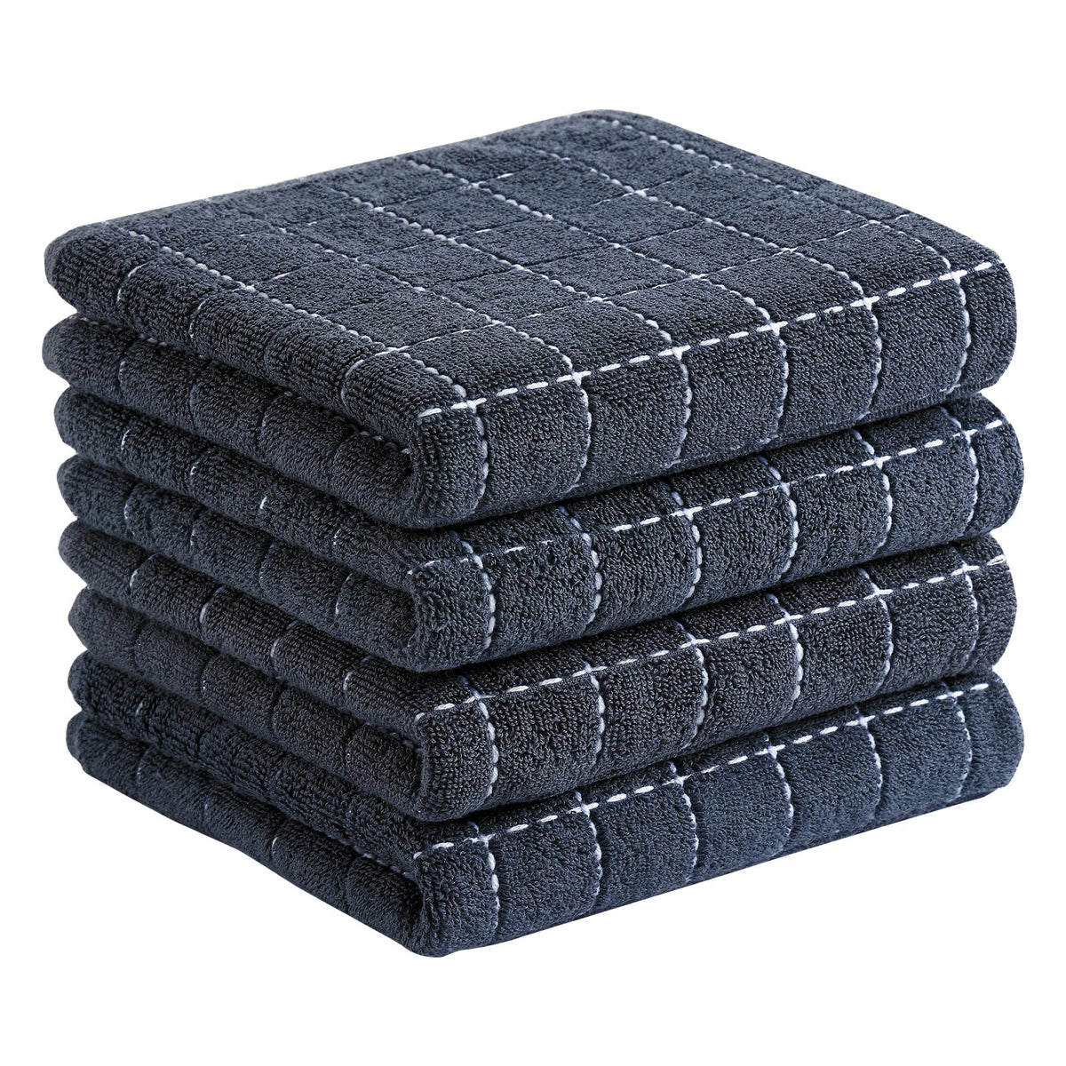 Homaxy 100% Cotton Terry Kitchen Dish Cloths, 6 Pack, Navy Blue