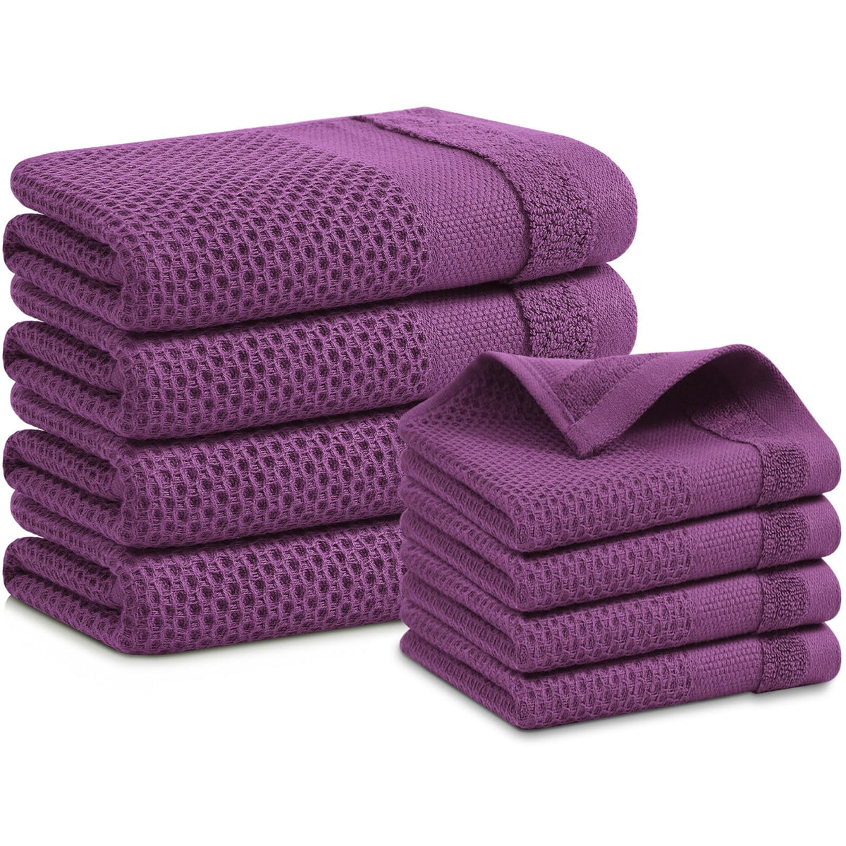 Homaxy 100% Cotton Dish Cloths, 8 Pack - 12 x 12 Inches, Black